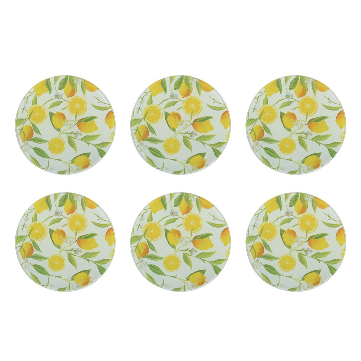 Lemon Glass Coasters Set – Elegant & Durable Table Protection - CozyVibe.eu